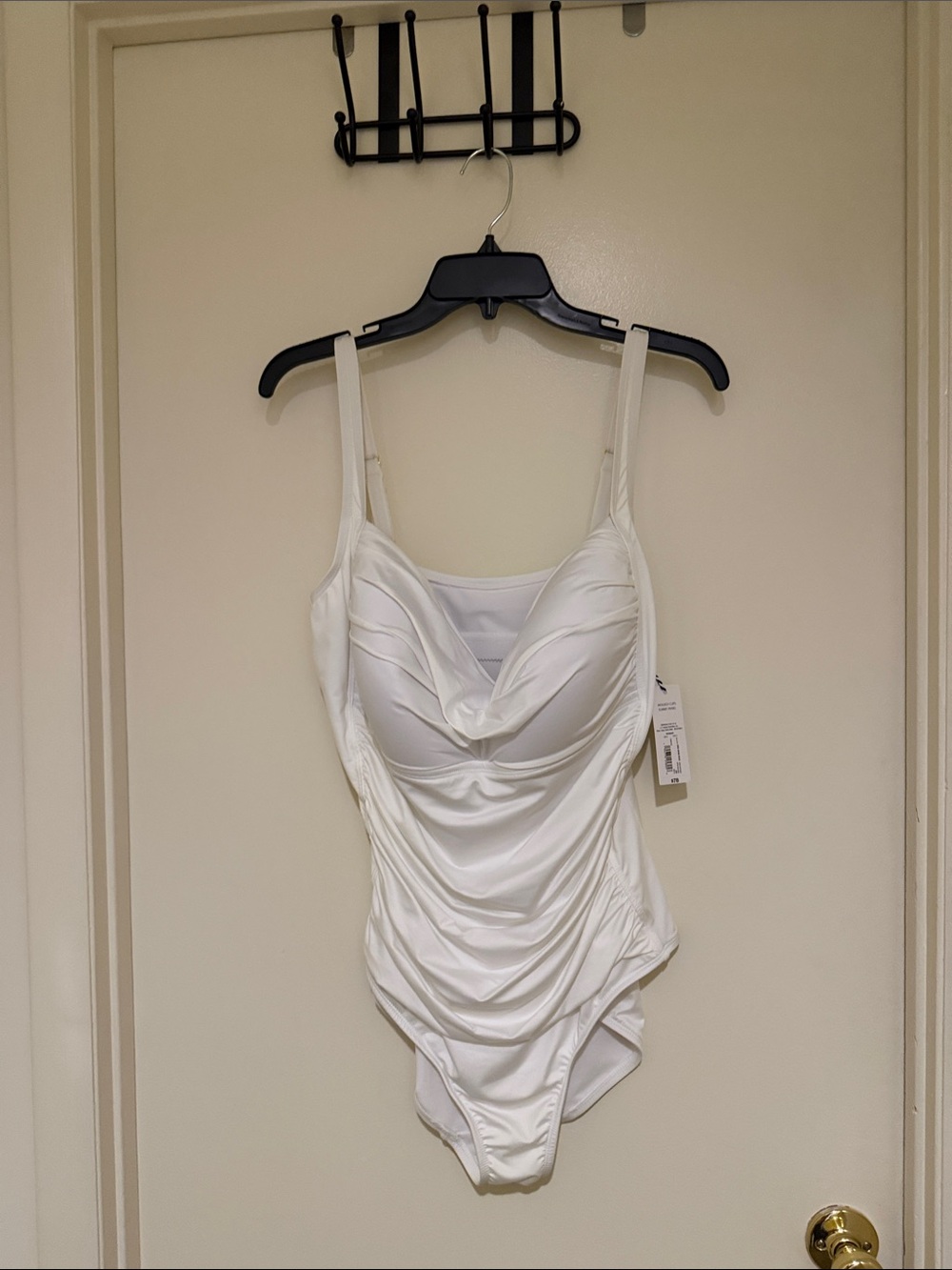 Classic White Draped One-Piece Swimsuit